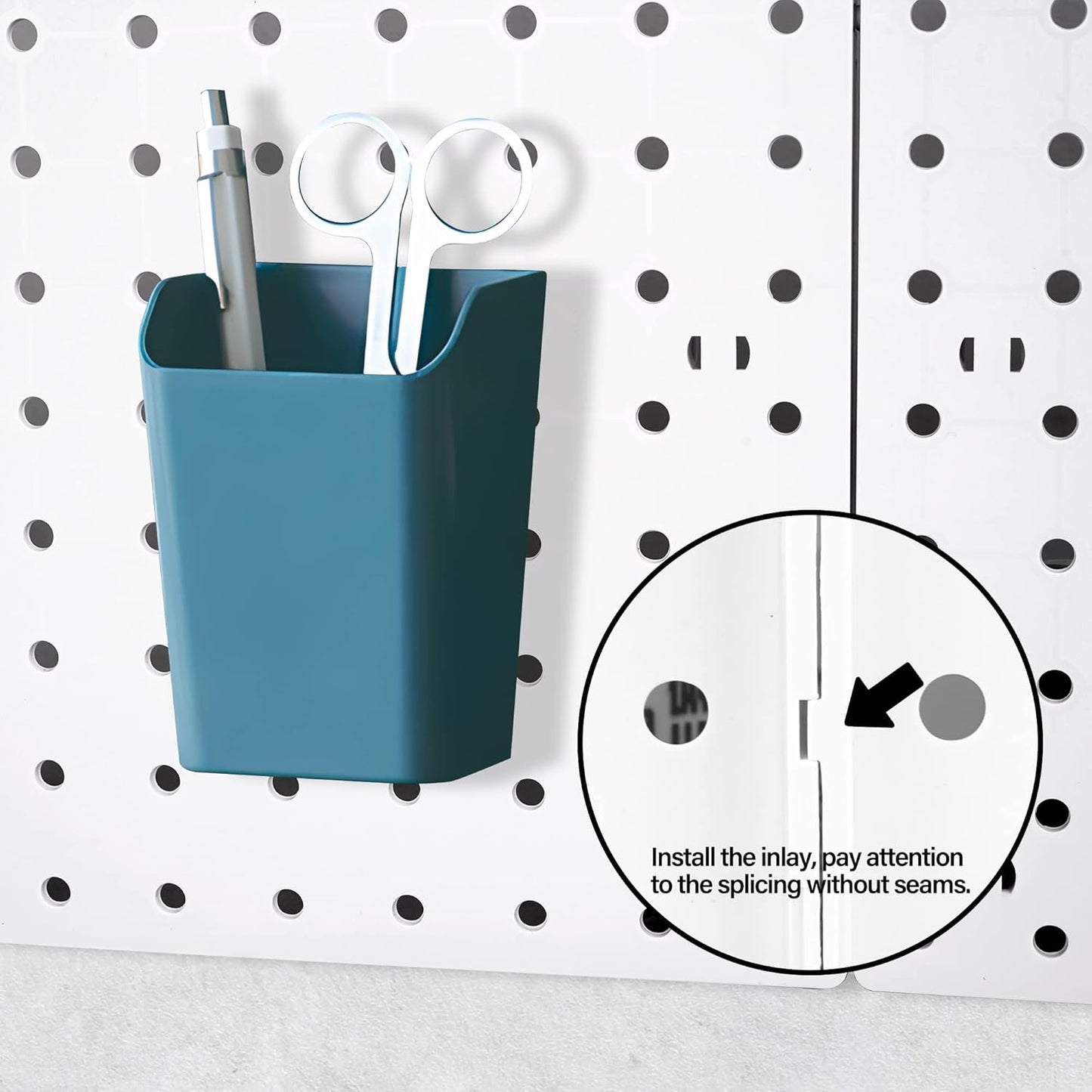 4Pcs Peg Board Panels, White ABS Pegboard Wall Mount, Easy Installation for Craft Room, Garage, Kitchen, Workshop