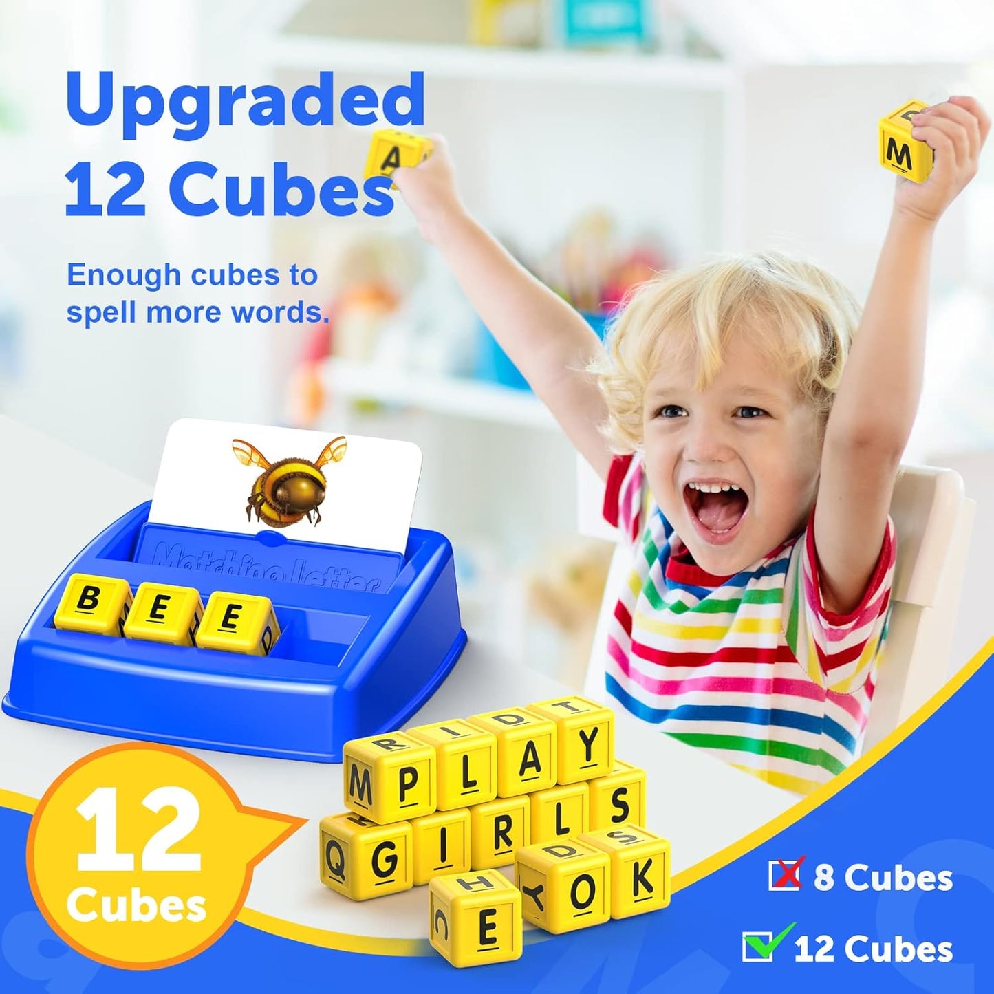 Toys for 3-8 Year Olds Boys Girls, Matching Letter Game Educational Games for Kids Ages 3-8 Easter Birthday Gifts for 3-8 Year Olds Boys Girls Preschool Kindergarten Educational Spelling Toys Green