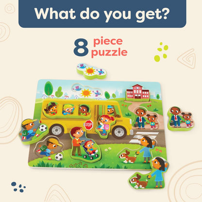 B. toys – Peek & Explore – School BusChunky Puzzle for Toddlers,Educational & Developmental Toys for Kids – 2+ Years