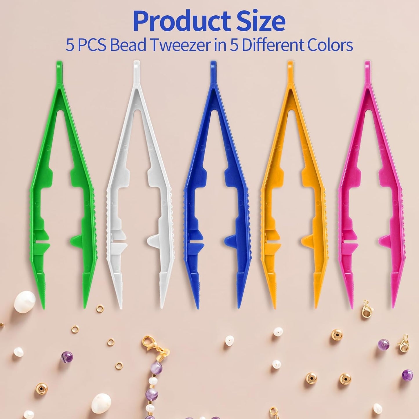 QVYQVY 10PCS Fine Point Bead Tweezers, Plastic Tweezers for Kids, Professional Beading Tools, for DIY Handmade Jewelry Making, Home School Beading Projects, Adults and Kids，5 Colors 2pcs per Color
