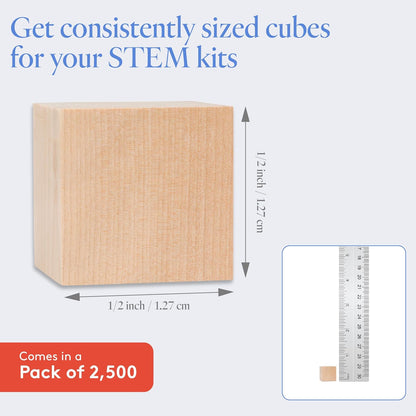 DIY Wooden Cubes 3/4-inch, Pack of 100 Small Blank Wooden Blocks, Unfinished Wood Blocks for Crafts, STEM, Dice, and Building Blocks for Stacking, by Woodpeckers