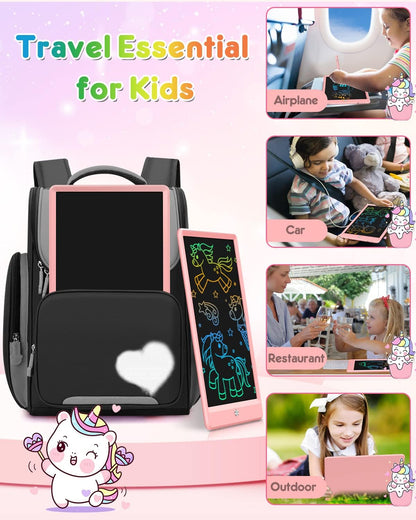 FLUESTON LCD Writing Tablet for Kids, 10 Inch Doodle Board, Colorful Drawing Pad for Toddler, Educational Travel Toy Gifts for 3-8 Year Old Girls Boys, Erase Lock Writing Board