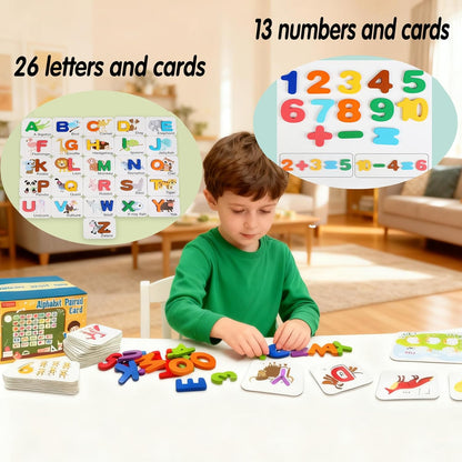 Alphabet Flash Cards, Numbers and Alphabets Flash Cards Set, Wooden Letters Number Blocks Sight Words Matching Game Toddler Preschool Learning Activities Toys for Preschool Kids Age 4 Year Over