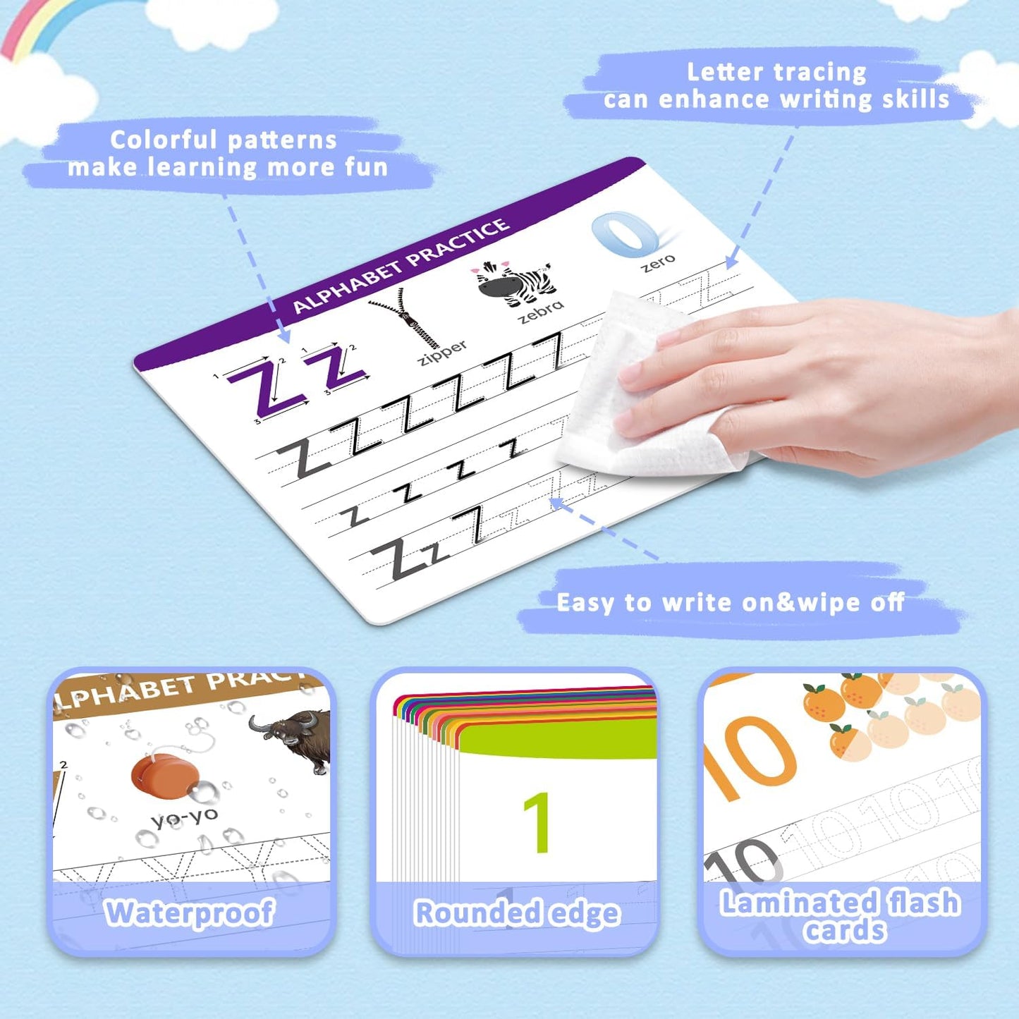 Alphabet & Number Practice Dry Erase Boards A-Z Letters & Numbers 1-10 | Perfect for Preschool, Homeschool & Kindergarten Double-Sided 18 Sheets, 36 Pages 11x8.5 Educational Tool