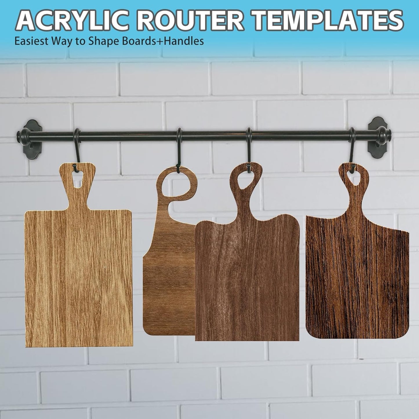 TRINKA Charcuterie Board Template Set - 6 Pcs Acrylic Router Templates for Woodworking | Handle Cutting Board Templates with 4 Pens | Angled Curvy Tracing Stencils Guide Tools for Kitchen