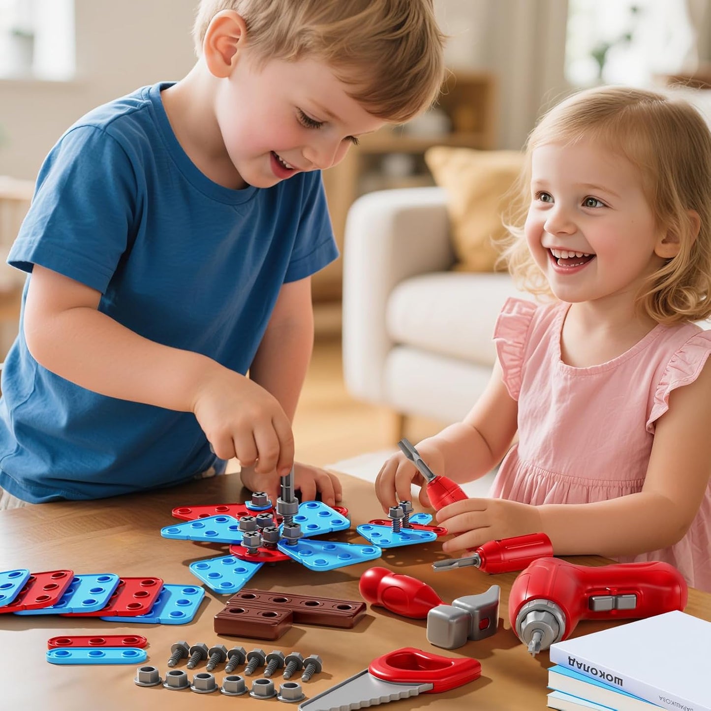 Kids Tools Bench, Tool Box Playset with Screw and Electric Drill Toy, Pretend Play Construction Toys Work Bench for Toddlers 3-5 Years Old, Birthday for Boys Ages 3 4 5 6 7 8