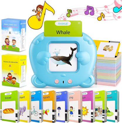 Spanish & English Talking Flash Cards for Toddler, Bilingual Flash Cards Learning Montessori Toys with 224 Sight Words, Speech Therapy Toys for Children Sensory Preschool Education