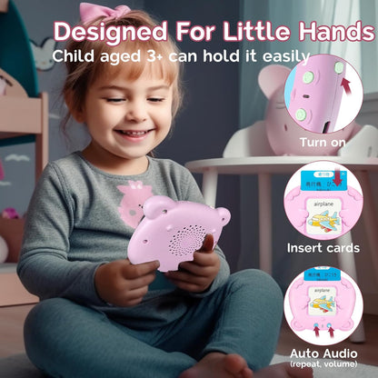 Bilingual English Flash Cards - Korean Talking Flash Cards, 510 Sight Words 31 Themes, Pocket Speech for Toddlers 3-12, Autism Sensory Toys, Preschool Learning Activity (Korean, Pink)