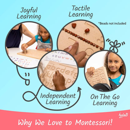 Hulats Learn to Write: Portable Wooden Alphabet Letter Tracing Sensory Pad Board - Toddler Writing Practice for Kids Age 3-5, Montessori Toys for 3+ Year Old, Letter Tracing for Kids 3-5 Writing Tools