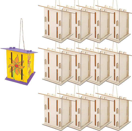 Fun Express Butterfly House Kit DIY Craft Kits for Kids Ages 4-8 - Makes 12 Wooden Houses to Paint | Arts and Crafts Building Projects for Classroom Activities & Garden Decoration
