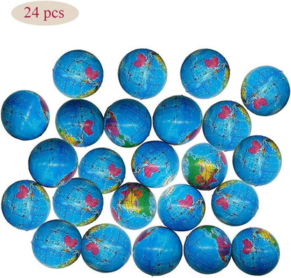 2.48'' Mini Squeezable Globe Stress Balls,Tension Reliver Balls,Party Favor,Soft PU Globe Ball,Earth Pattern,Party Toys
