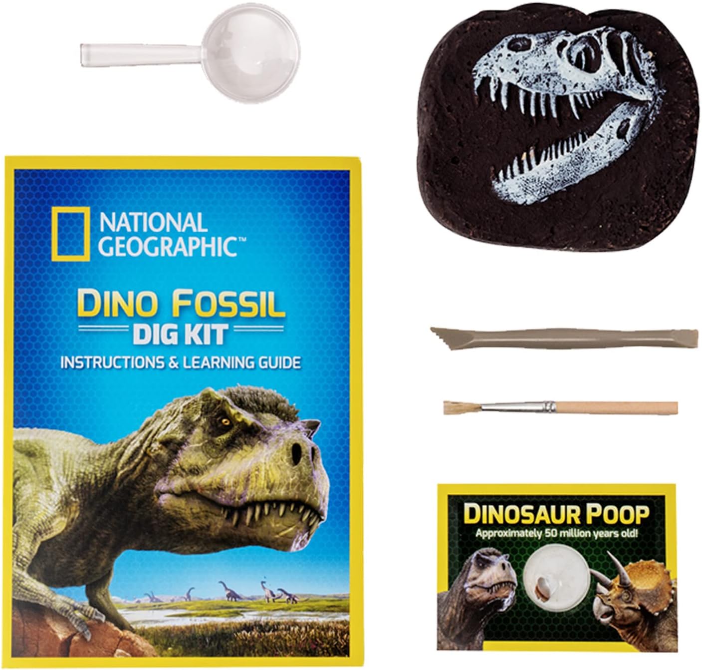 Bandai National Geographic - Excavation Kit - 3 Dinosaur Fossils to Dig Out - Educational and Science Game - STEM - JM80568M