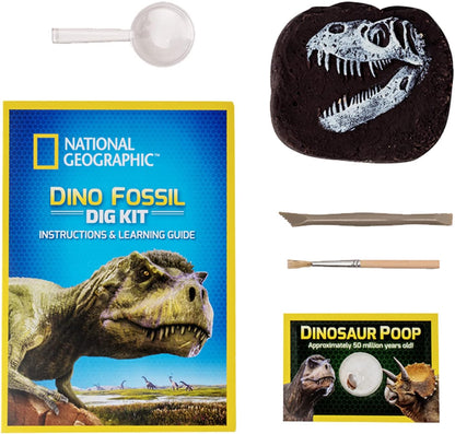 Bandai National Geographic - Excavation Kit - 3 Dinosaur Fossils to Dig Out - Educational and Science Game - STEM - JM80568M