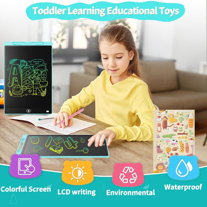 [2 Pack] Genialba LCD Writing Tablet 12-Inch Colorful Doodle Board, Toddler Learning Educational Toys Gifts for 3-8 Years Old Girls and Boys, Electronic Drawing Pad for Kids (Pink&Blue)