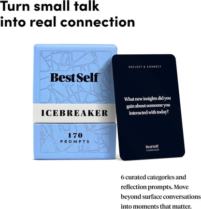 BestSelf Icebreaker Deeper Talk Deck - Conversation Starter Card Pack to Deepen Friendships with 170 Prompts to Create Real Conversations for Friends, Coworkers, Family, Dates