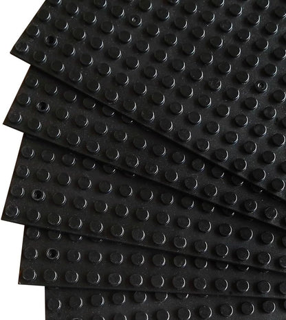 Taken All Building Bricks Block Base Plates - Black 6 Pack of 5 x 10" Baseplates - Tight Fit with Major Brick Sets