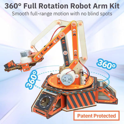 Robot Arm Kit, 360° Rotating Stem Robotic Arm Building Kit for Kids 12-14, DIY Wooden Science Experiment Project Engineering Kit for Boys/Teens/Adults, Birthday Toys Gifts for Teen Boys Girls 12-15