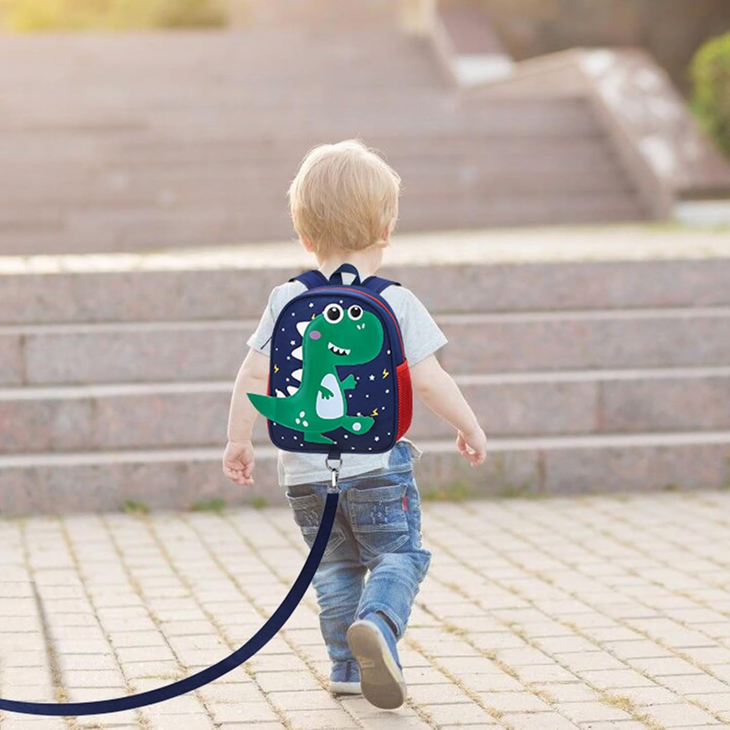 Accmor Toddler Backpack Leash with Anti Lost Wrist Link, Cute Dinosaur Kids Backpacks for Boys Aged 1-3, Mini Baby Bag Tether Walking Harness Wristband Keep Child Close Rope Rein for Travel Outdoor