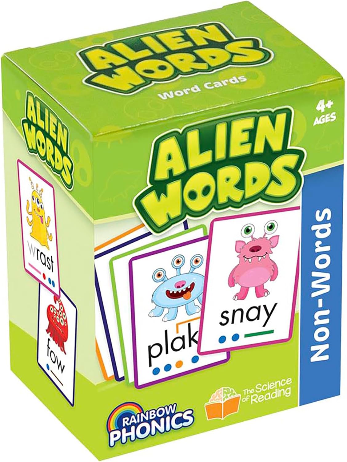 Junior Learning: Rainbow Phonics - Alien Words - 148 Word Cards, Flash Cards with Made Up Words to Help Learn Phonics, Level Based Cards, Kids Ages 4+