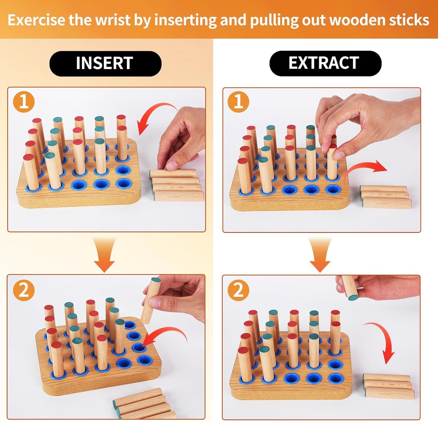 Wooden Pegboard for Occupational Therapy, Occupational Therapy Tools, Peg Board, Hand Therapy Equipment Hand Therapy Peg Board to Improve Finger Dexterity