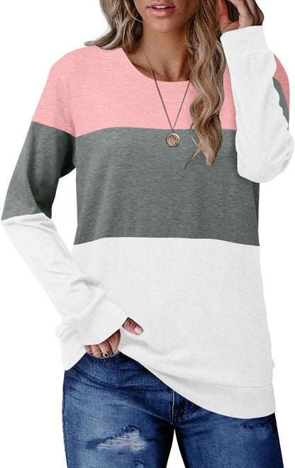 CRAZY GRID Womens Trendy Long Sleeve Shirts Casual Loose Soft Sweatshirt Fall Tops