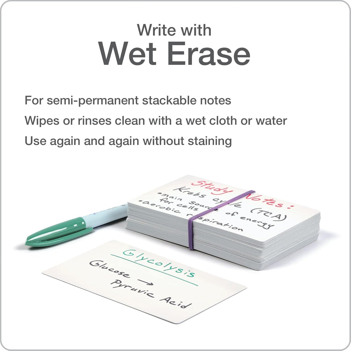 Oxford Dry Erase Index Cards, 3x5 Ruled, Reusable Flash Cards, Double Sided Dry & Wet Erase Cards for Gaming, Study or Vocabulary, 100-Pack (63512)
