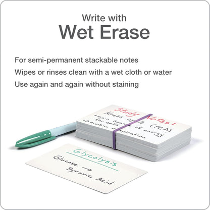 Oxford Dry Erase Index Cards, 3x5 Ruled, Reusable Flash Cards, Double Sided Dry & Wet Erase Cards for Gaming, Study or Vocabulary, 100-Pack (63512)
