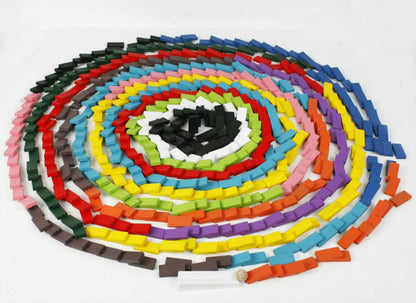 240pcs Authentic Standard Basswood Wooden Domino Blocks Set, Kids Educational Racing Toy Tile Games(12 Colors)