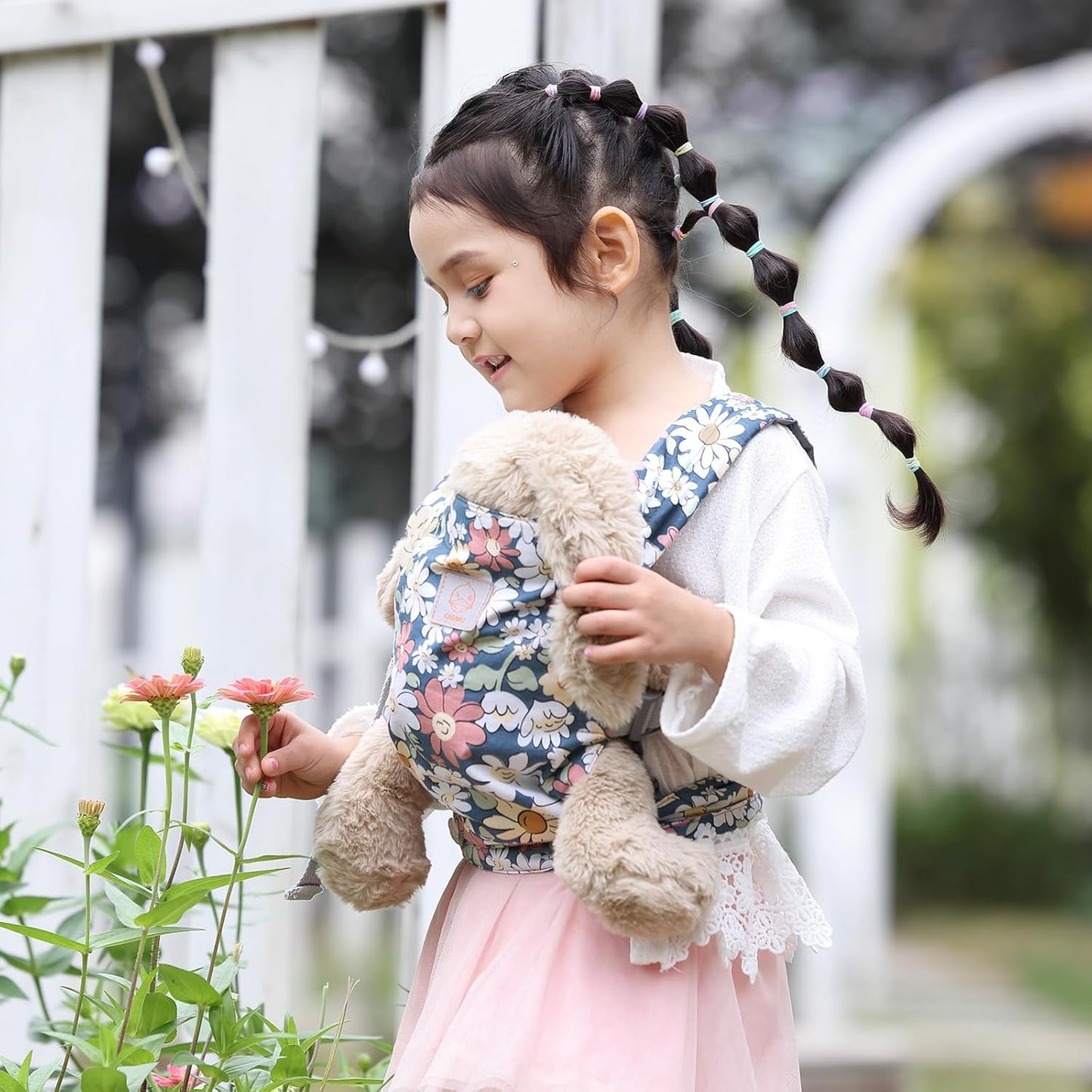 GAGAKU Doll Carrier for Kids, Toy Baby Doll Carrier, Reborn Dolls Carrier Toy Baby Sling with Adjustable Straps, Baby Doll Accessories - Green - Camellia