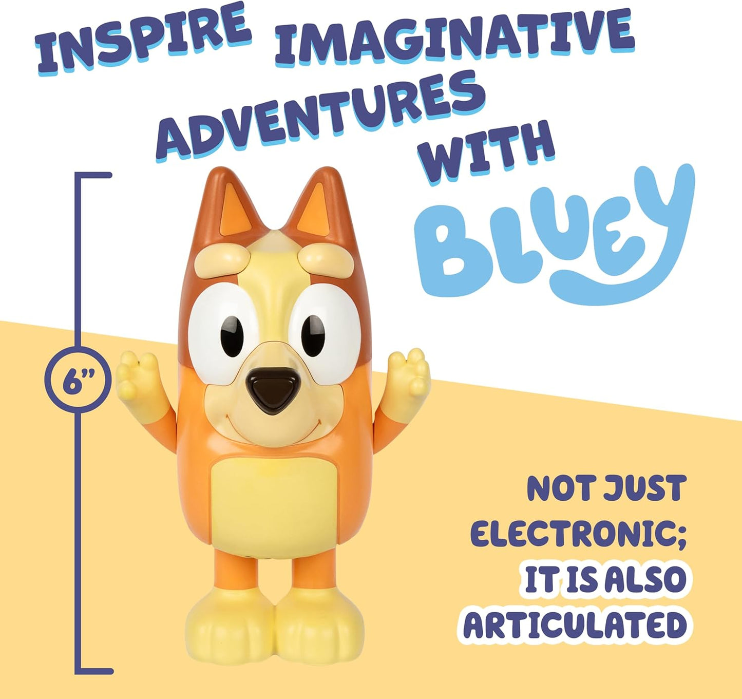 Bluey Game Hide and Seek Figure, Articulated, Musical Kids Figurines with Dance Mode, Interactive Play Toddler Figurine Toys for Ages 3+