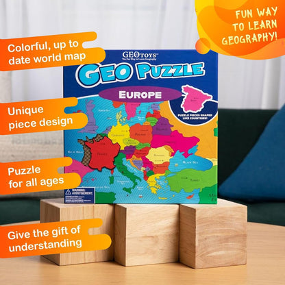 GeoToys GeoPuzzle, World Jigsaw Puzzles, 68 Pc Geography Game & Map Puzzle, Educational Games & Kids Learning Activities, Puzzle Gifts for Children Ages 6-9, Fun Learning Toys for Kids