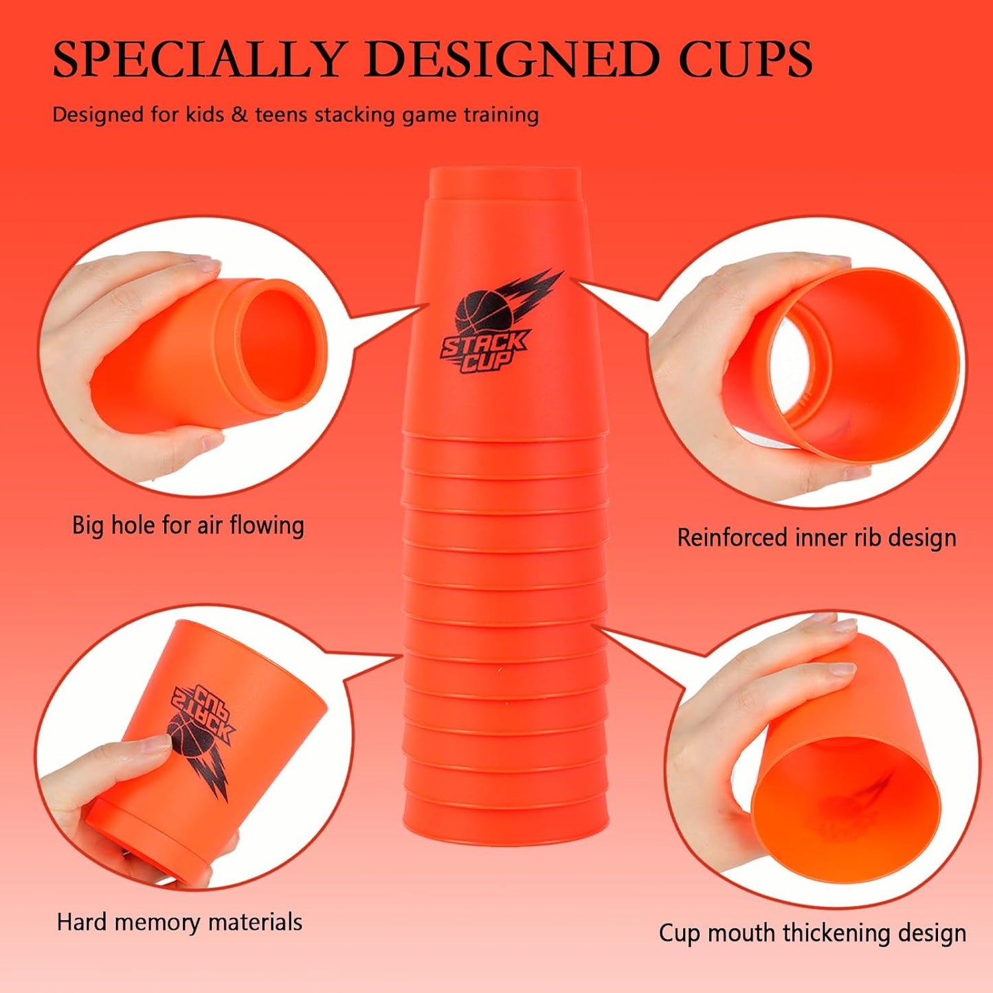 SEISSO Quick Stacking Cups, Stacking Cup Set Classic Stack Training Game Toys,12PCS Purple Stacking Cup Set for Boys Girls Kids