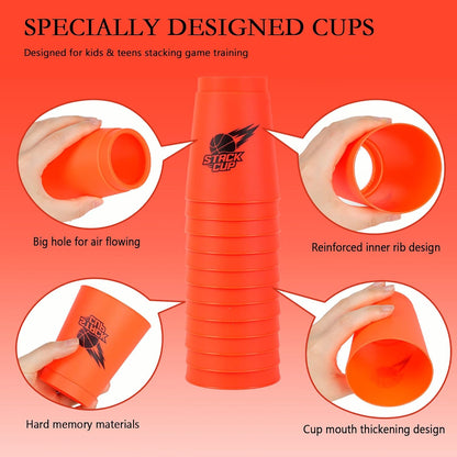 SEISSO Quick Stacking Cups, Stacking Cup Set Classic Stack Training Game Toys,12PCS Purple Stacking Cup Set for Boys Girls Kids