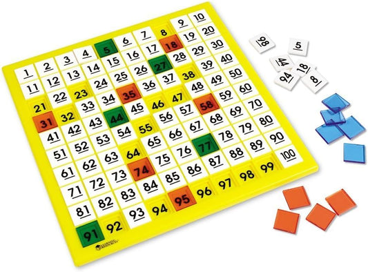 Learning Resources Hundred Number Board, Early Math, Counting Games for Kids,151 Piece Set, Ages 5+