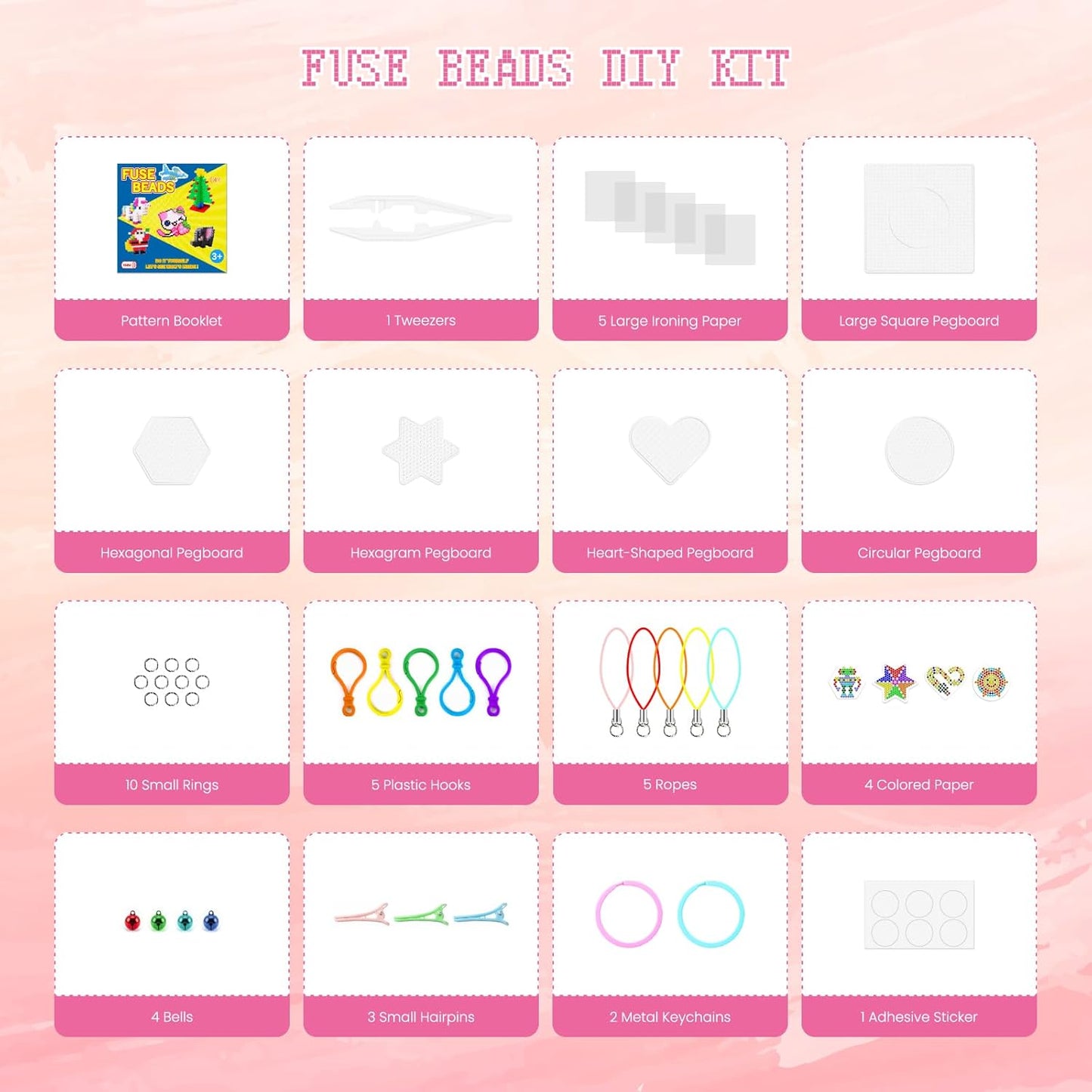 24,000 Fuse Beads Kit for Kids, 48 Colors 5mm Melting Beads Set with Pegboards, Ironing Paper, Tweezers & Accessories, Arts and Crafts Activity for Boys and Girls