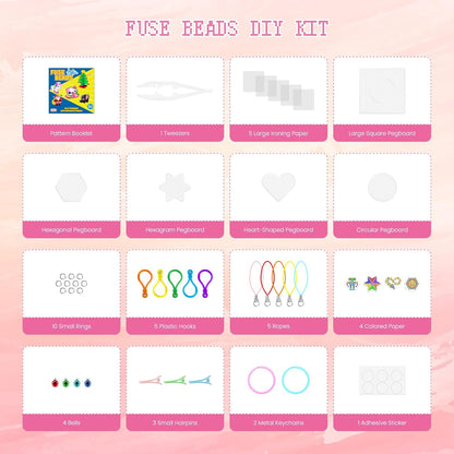 24,000 Fuse Beads Kit for Kids, 48 Colors 5mm Melting Beads Set with Pegboards, Ironing Paper, Tweezers & Accessories, Arts and Crafts Activity for Boys and Girls
