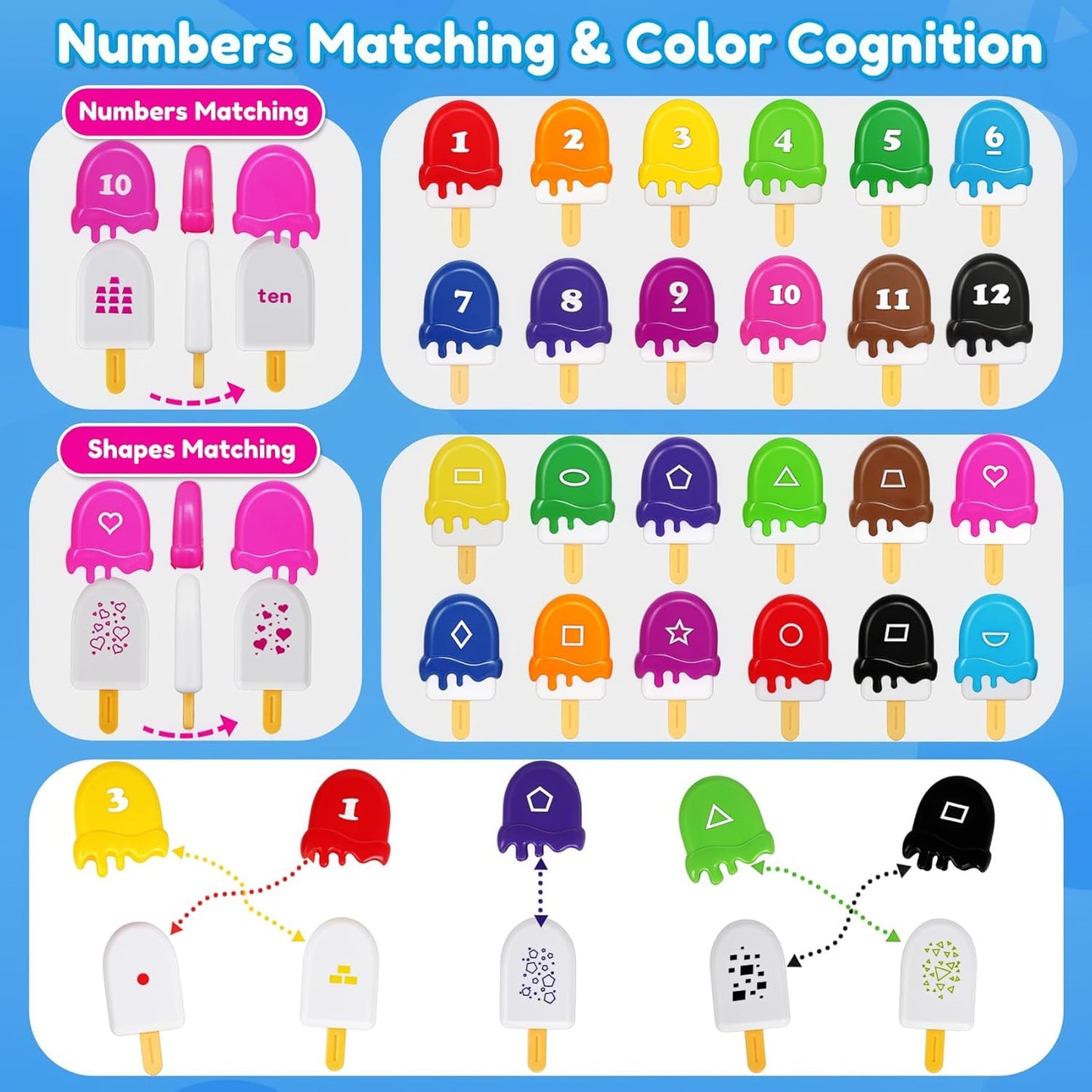 USATDD Matching Eggs for Toddlers Montessori Geometric Eggs Color & Shape Recognition Toy, Fine Motor Skills Shape Sorter Puzzle, Easter Eggs Toys Gifts for Kids, Easter Basket Stuffers