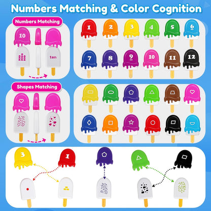 USATDD Matching Eggs for Toddlers Montessori Geometric Eggs Color & Shape Recognition Toy, Fine Motor Skills Shape Sorter Puzzle, Easter Eggs Toys Gifts for Kids, Easter Basket Stuffers