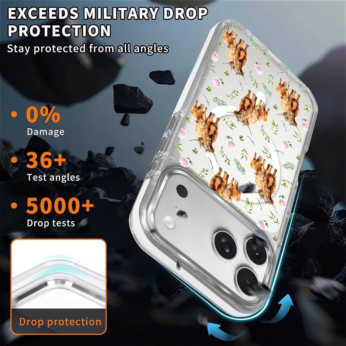 for iPhone 17 Pro Max Case [Compatible with Magsafe],Girls Women Clear Magnetic Case Silicone Shockproof Protective Cover with Pattern Colorful Motivational Letters