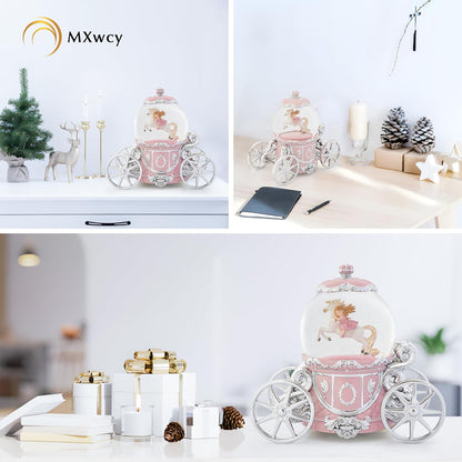 Carousel Music Box Gold & Ivory Christmas Snow Globes, 8.3" Rotate Carousel Snow Globe for Kids & Adults, Classic Wind up Musical Snow Globe Birthday Gifts for Women Girls, Carousel Horse Home Decor