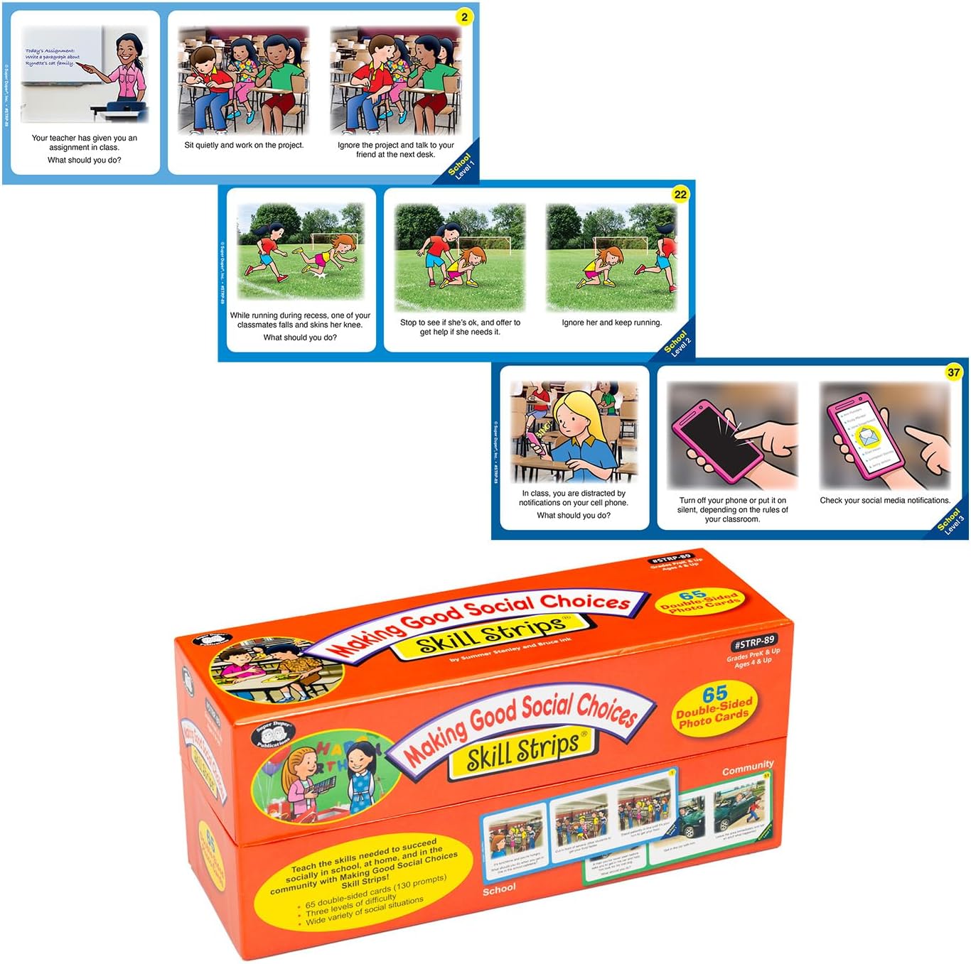 Super Duper Publications Making Good Social Choices Skill Strips®, Critical Thinking Flashcards, Educational Resource