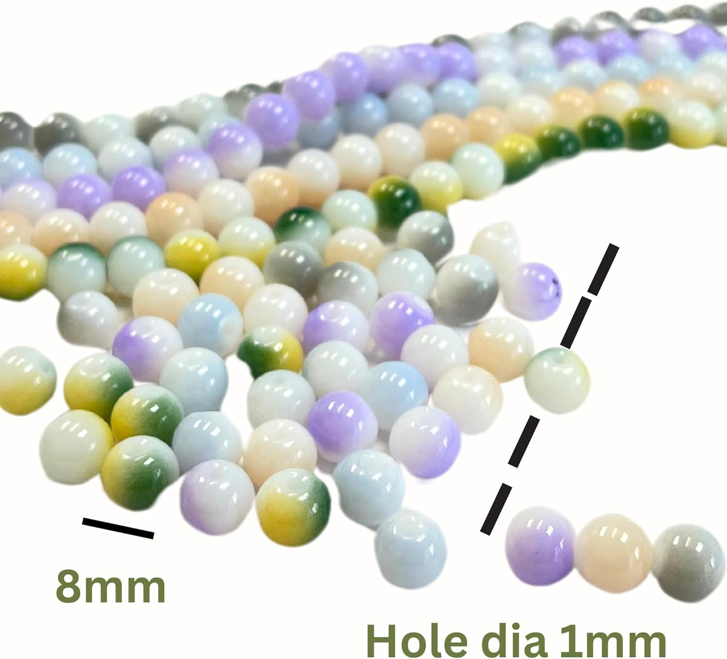 8mm Glass Beads Round Bulk for Bracelet, Glow in Dark Beads, DIY Jewelry Windchime Suncatcher Party Supplies, 300 pcs