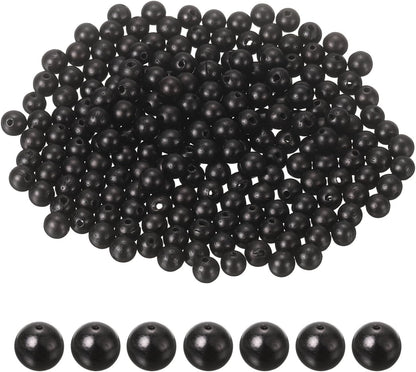 HARFINGTON 200pcs Round Wooden Beads, 10mm Dia Small Wood Beads for DIY Crafts, Bracelet, Wristlet, Necklace, Jewelry Making, Khaki Brown&Black
