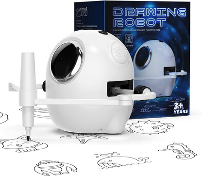 Drawing Robot for Kids with 150 Cards, Camera Recognition Interactive Educational Drawing Kit for Kids, Montessori Painting Learning Toys for 3-8 Year Old Boys Girls Birthday Party Gift