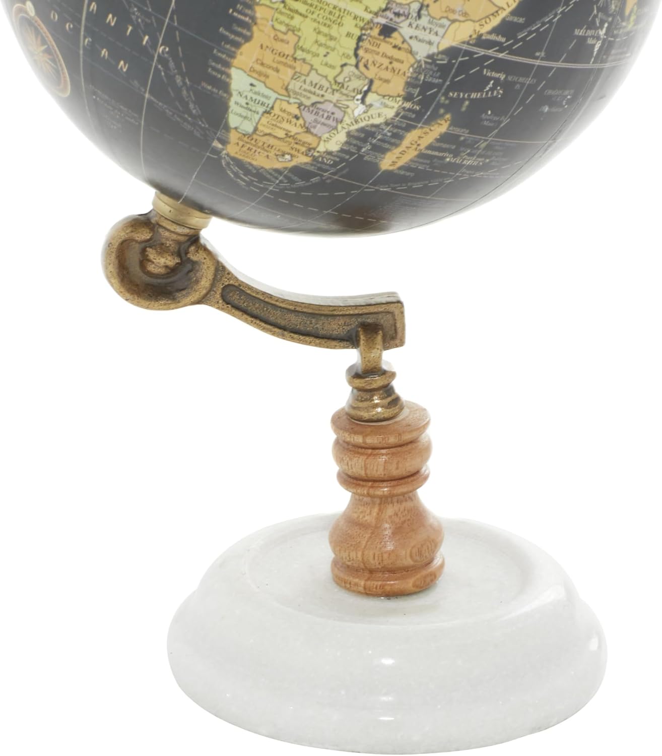 Deco 79 Marble Globe with Marble Base, 7" x 7" x 11", Teal