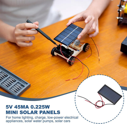 MECCANIXITY 2 Pcs 5.5V 0.44W 70mA Mini Solar Panels, Small Polycrystalline Solar Cell Panel with 2 Cable for DIY Electric Toy Materials Kits Charger, 60mm x 60mm