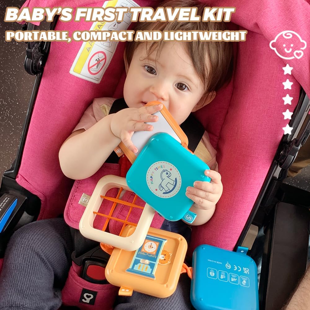 weirtoya Busy Board for 1 Year Old, Toddler Travel Toys for Toddler 1-3 Montessori Toys for 1 Year Old Travel Activities Cube Gifts for Baby Boy Girl My First Montessori Busy Board