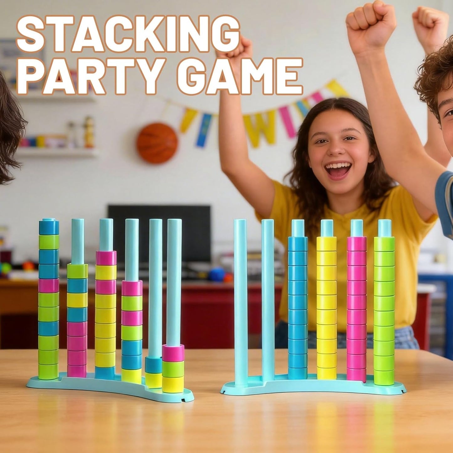 BBnote Color Matching Challenge Game, Fast Pattern Match Ring Stacking Puzzle Stack Games, 1-2 Players, Family Board Game for Kids & Adults, Birthday Easter Christmas Party Gifts for Boy & Girl