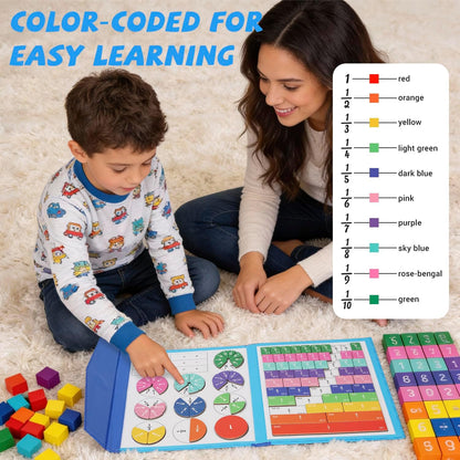 Magnetic Fraction Demonstration Book, Magnetic Fraction Educational Puzzle with Tiles & Circles, Interactive Magnetic Math Learning Kit for Kids
