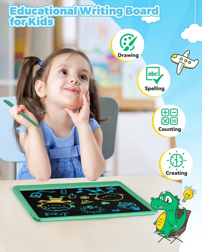 KOKODI 15 Inch LCD Writing Tablet with Anti-Lost Stylus, Erasable Doodle Board Colorful Toddler Drawing Pad, Car Travel School Games Toys for 3 4 5 6 7 8 Kids, Birthday Gift for Girls Boys Blue